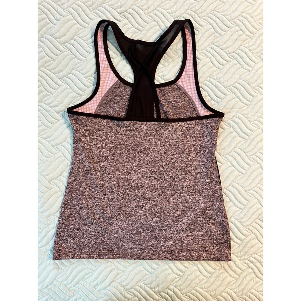 Space Dye Mesh Racerback Activewear Tank Top Heather Gray Black L/XL RN148903 - Picture 2 of 6